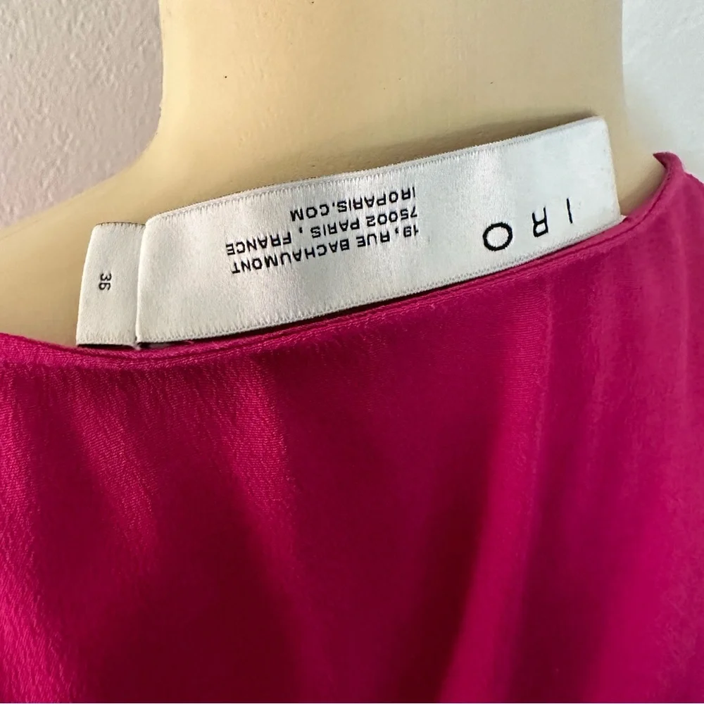 IRO Zestful Short Sleeve Ruffle Mini Dress Fushia S - Picture 9 of 13